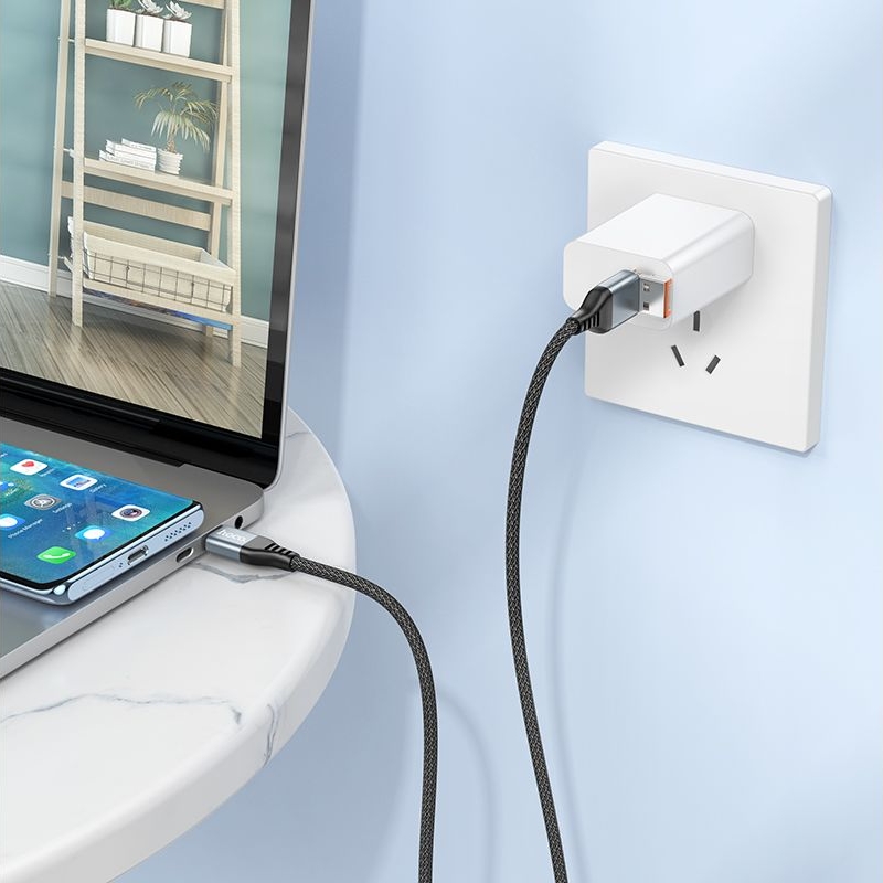 Кабель Hoco U128 2в1 USB/ Type-C на Type-C, чорний