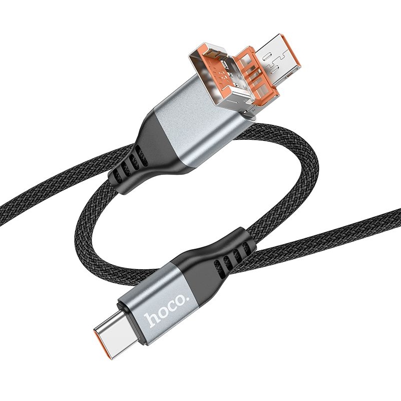 Кабель Hoco U128 2в1 USB/ Type-C на Type-C, чорний