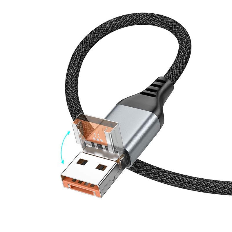 Кабель Hoco U128 2в1 USB/ Type-C на Type-C, чорний