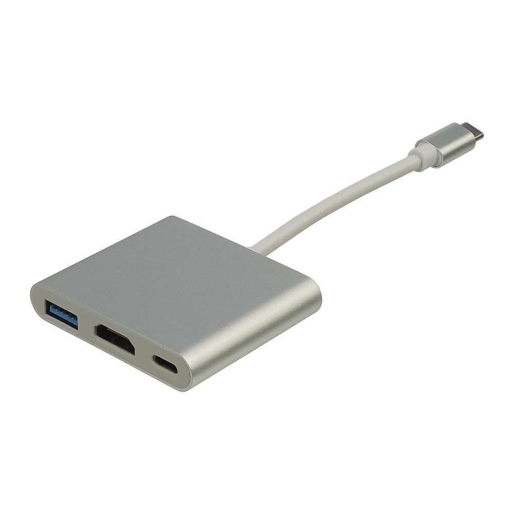 Мультиадаптер хаб Type-C - HDMI + USB3.0 + Type-C белые