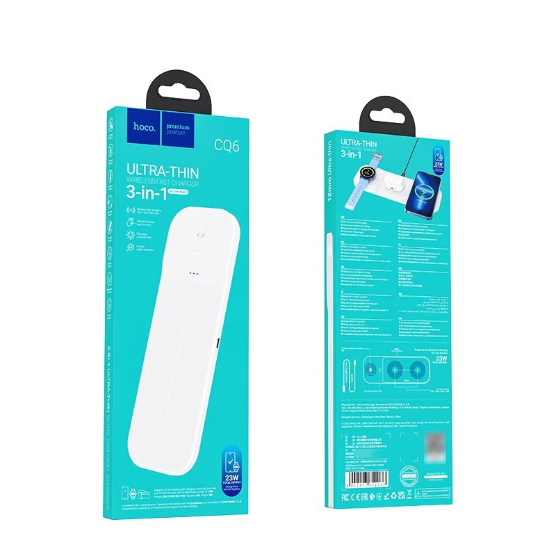 Бездротовий зарядний пристрій Hoco CQ6 3в1 белое | беспроводное зарядное устройство