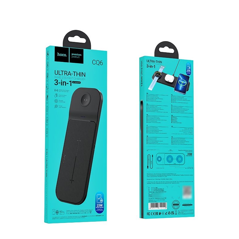 Бездротовий зарядний пристрій Hoco CQ6 3в1 черное | беспроводное зарядное устройство