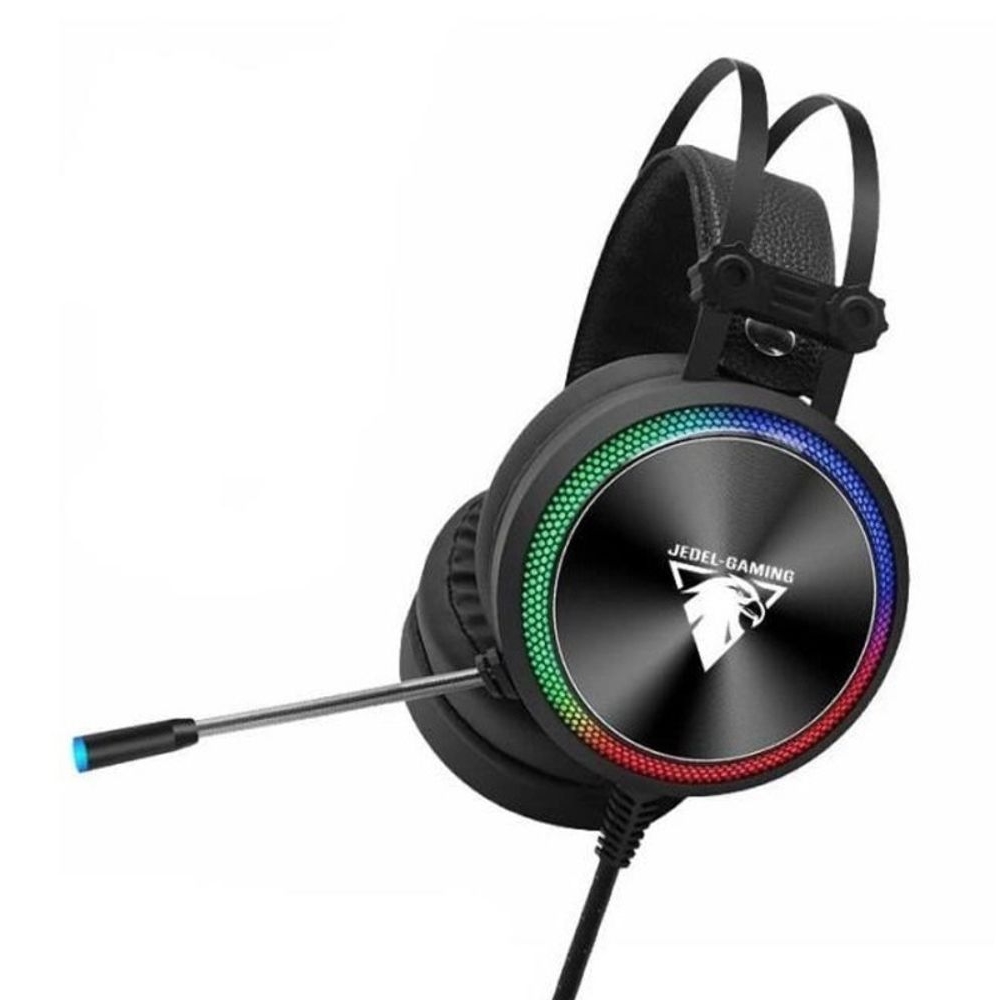 Наушники накладные игровые Jedel GH213, с микрофоном, с LED-подсветкой, 3.5 мм, черные