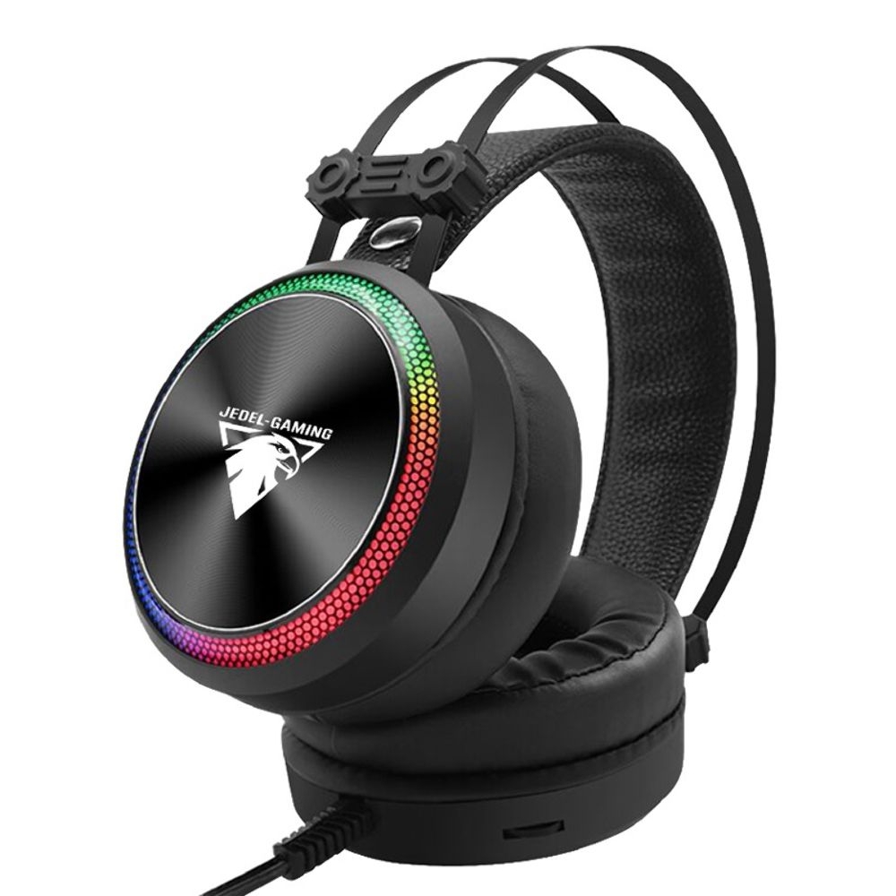 Наушники накладные игровые Jedel GH213, с микрофоном, с LED-подсветкой, 3.5 мм, черные