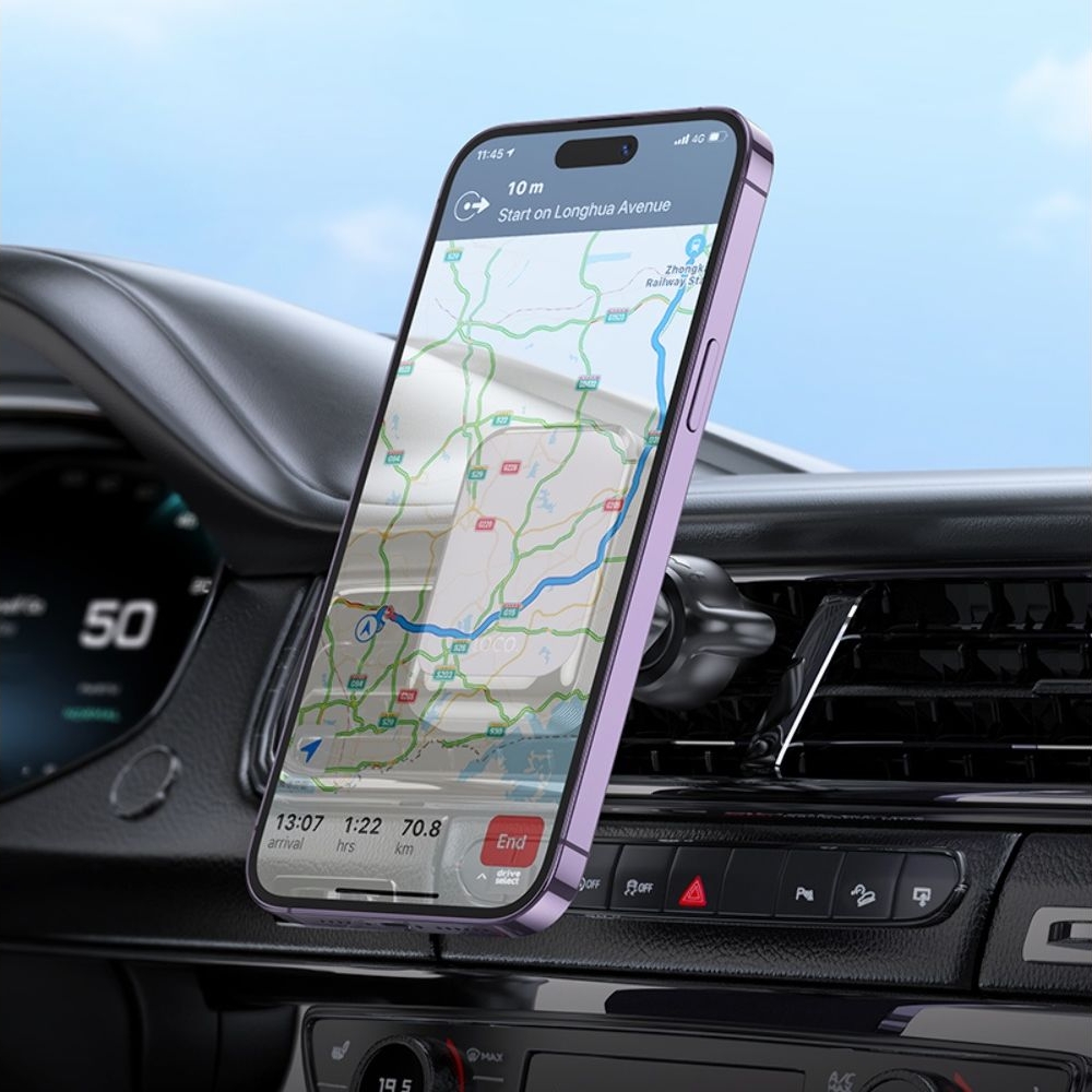 Автодержатель Hoco H24, магнитный, чорний, сірий