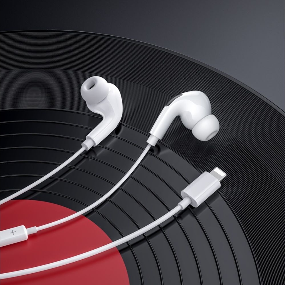 Наушники проводные вакуумные Hoco M111 Pro с микрофоном Lightning белые