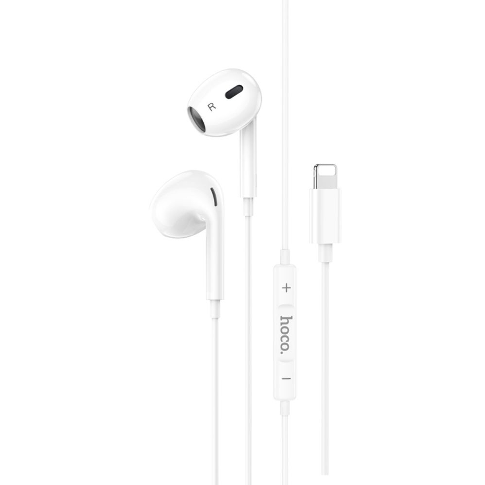 Наушники проводные вкладыши Hoco M111 Max с микрофоном Lightning белые