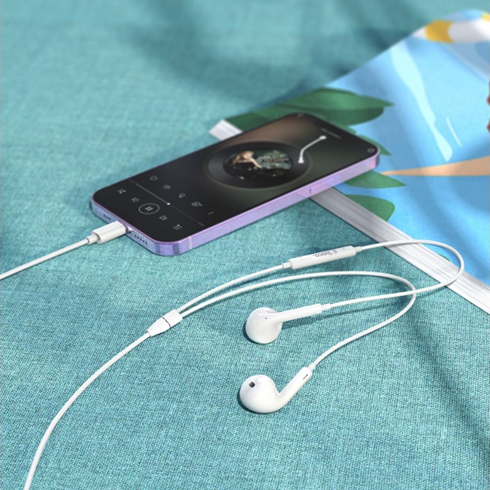 Наушники проводные вкладыши Hoco M111 с микрофоном Lightning белые