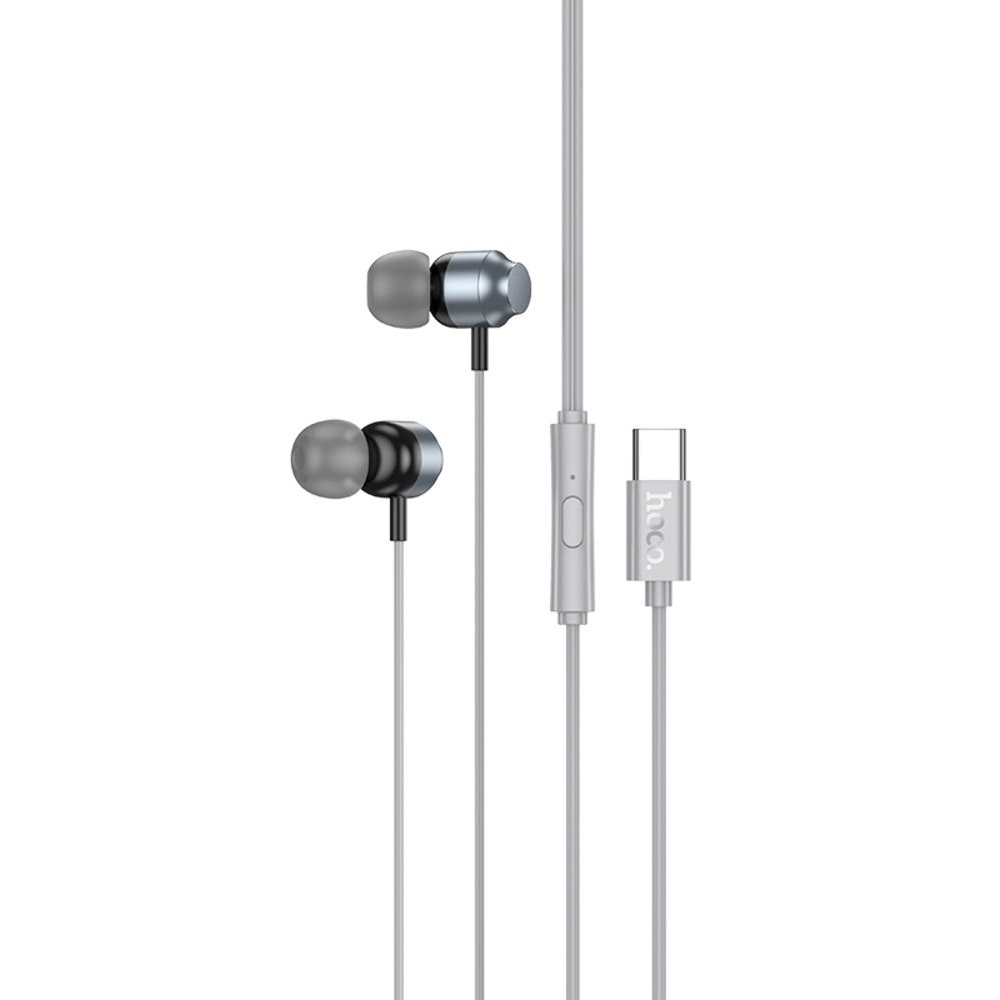 Наушники проводные вакуумные Hoco M122 с микрофоном Type-C серые