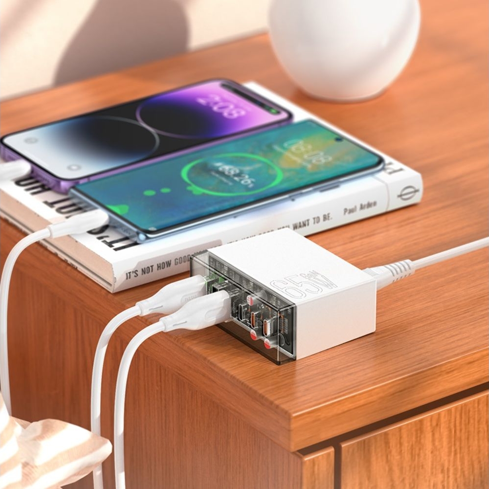 Сетевое зарядное устройство Hoco N36 3 USB/ 3 Type-C PD 65W белое