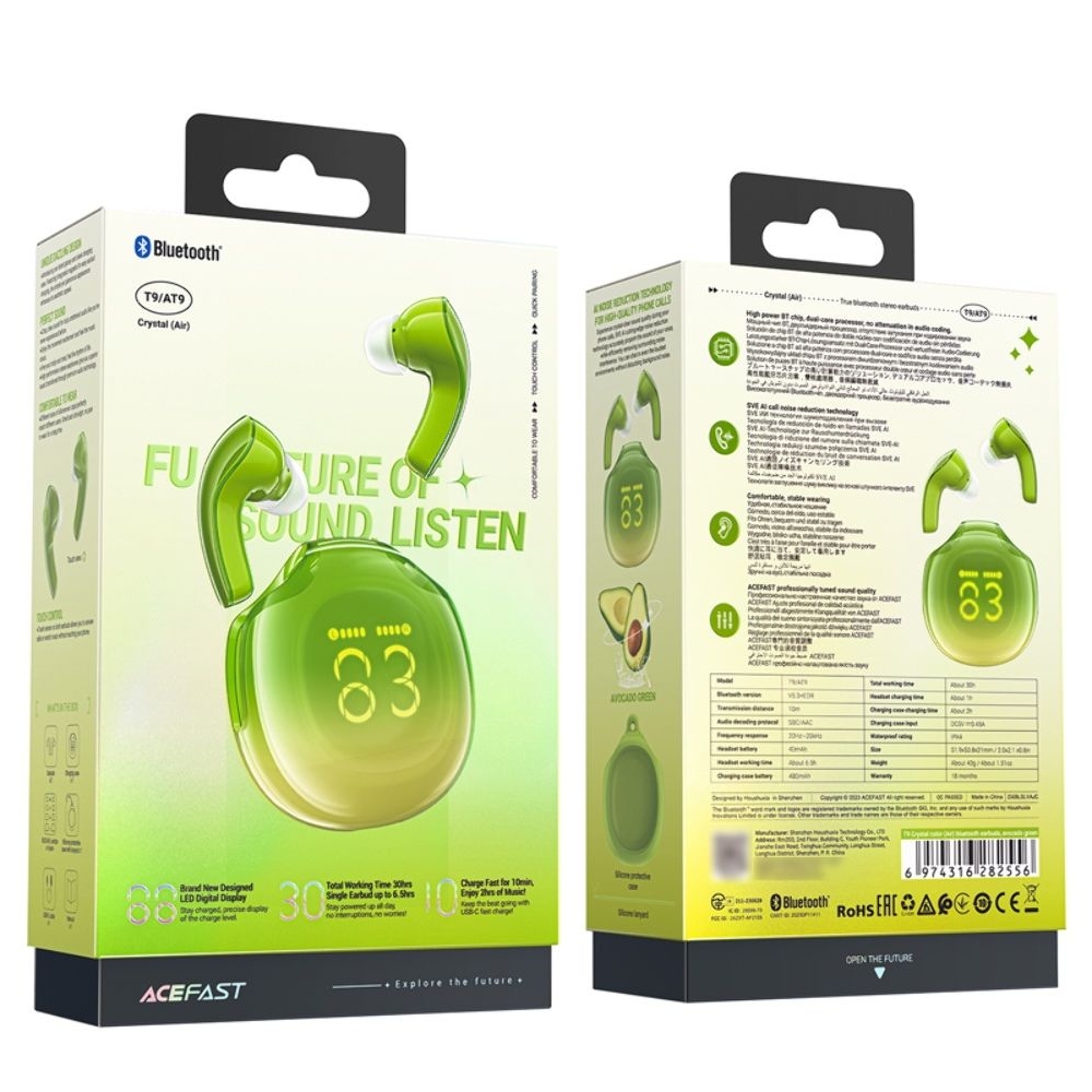 Бездротові навушники Acefast T9 зеленые | беспроводные наушники