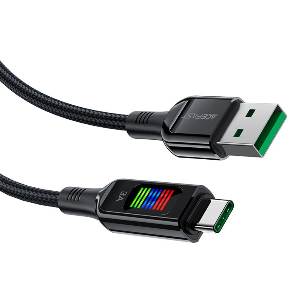 Кабель Acefast C7-04 с дисплеем USB-A to USB-C 1,2m, чорний