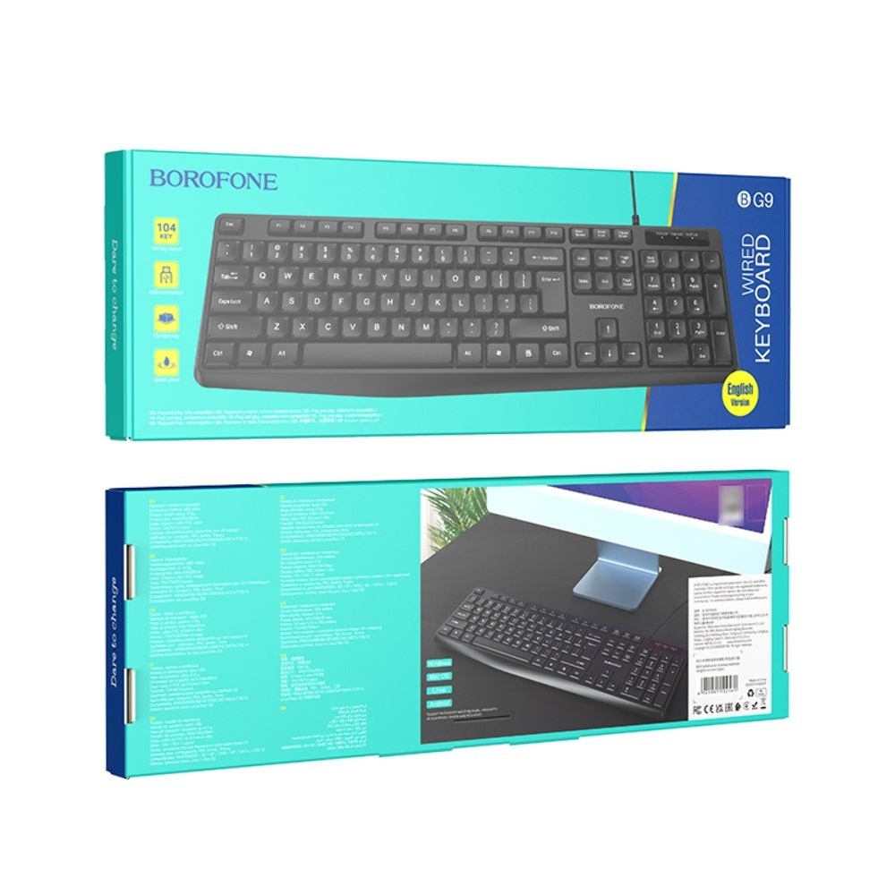 Клавиатура Borofone BG9 (ENG/ УКР/ РУС), чорний