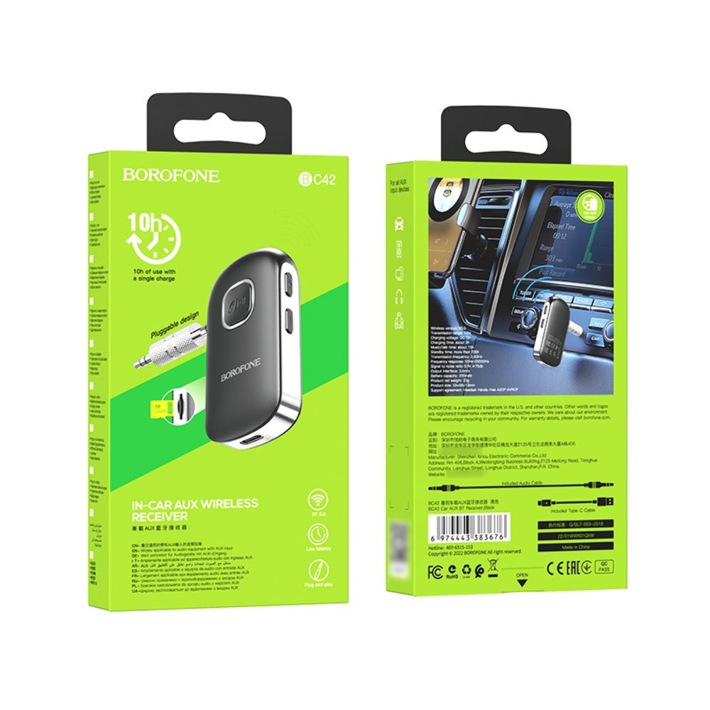 Автомобильный, Bluetooth адаптер Borofone BC42, чорний