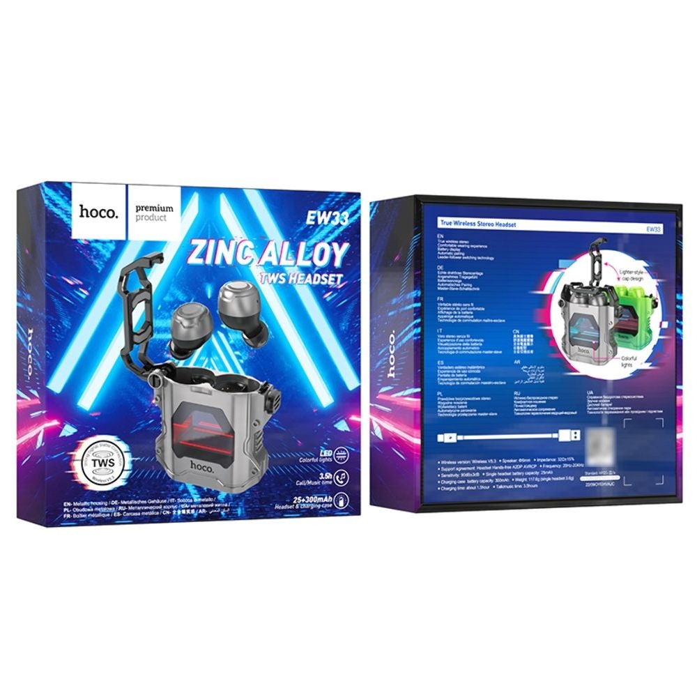 Наушники беспроводные вакуумные Hoco EW33 TWS space, серые