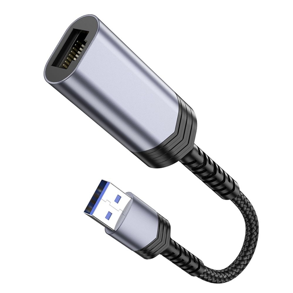 Адаптер переходник Hoco UA26 1000 Mbps USB to RJ45 metal, сірий
