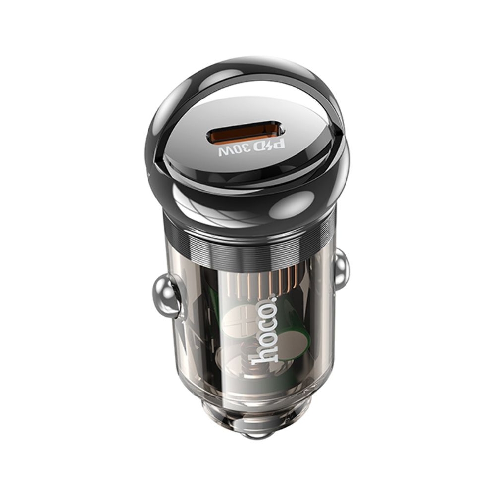 Автомобильний зарядний пристрій Hoco Z53 Type-C, Power Delivery (30 Вт), transparent, чорний | зарядка, зарядное устройство