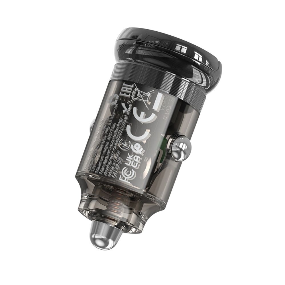 Автомобильний зарядний пристрій Hoco Z53 Type-C, Power Delivery (30 Вт), transparent, чорний | зарядка, зарядное устройство