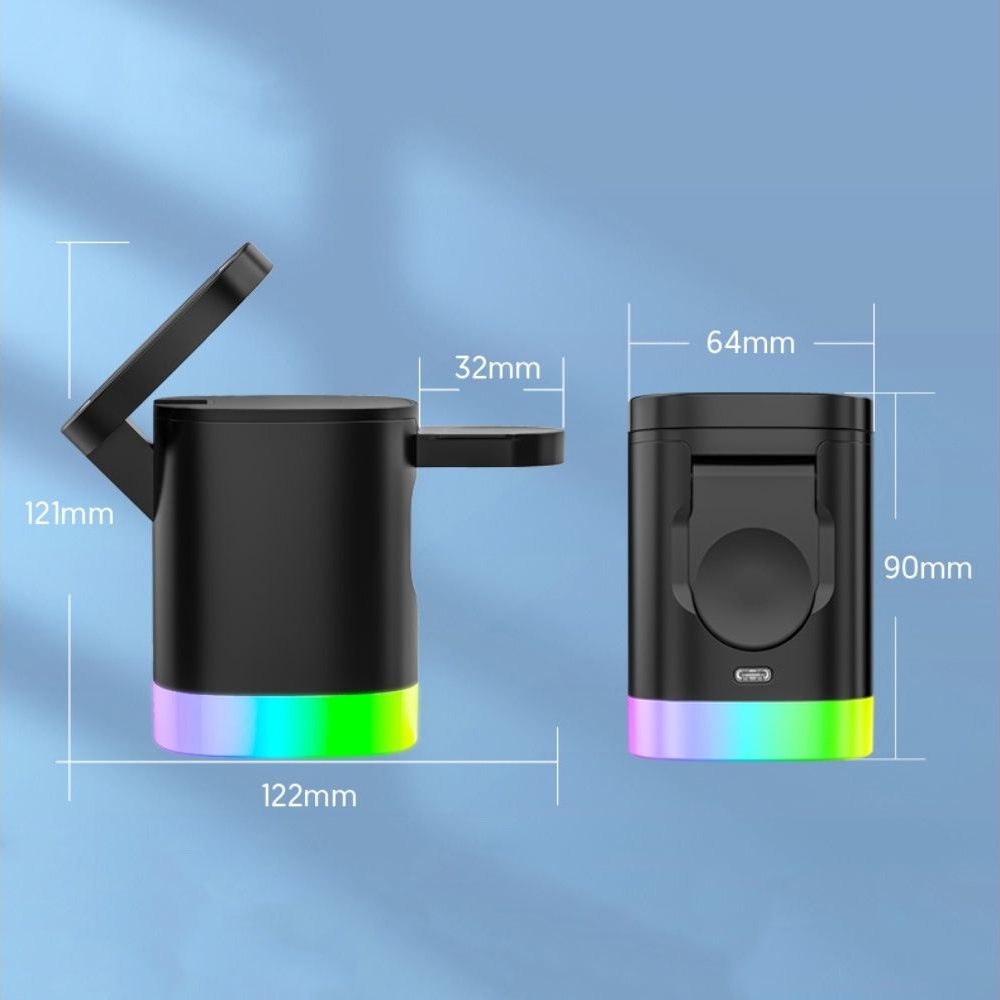 Беспроводная док-станция 3в1 T15 3in1 15W+5W+3.5W, черная
