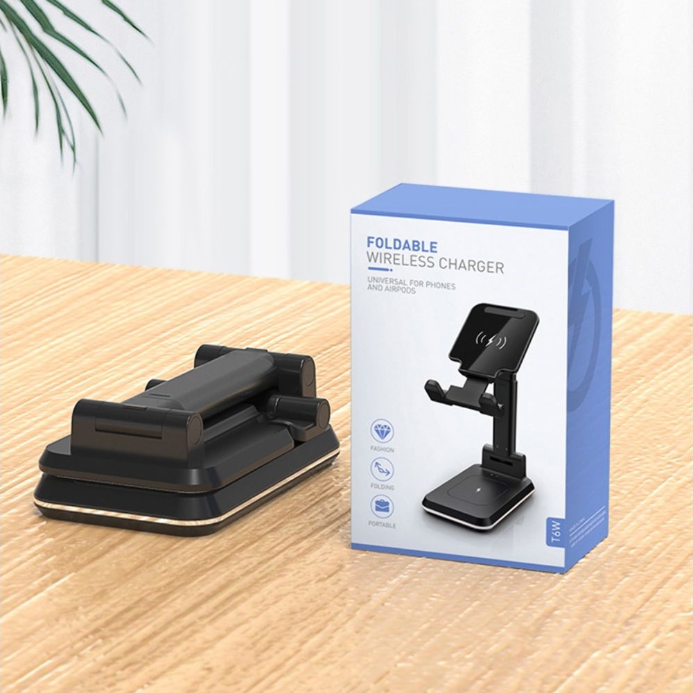 Беспроводная док-станция 3в1 T6 3in1 15W+15W, черная