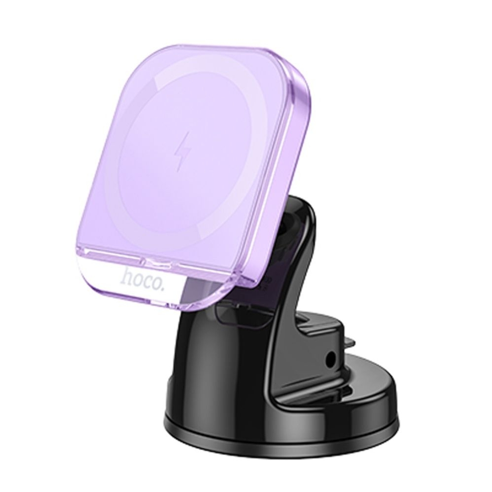 Автодержатель Hoco HW18, магнитный, с функцией беспроводной зарядки, romantic purp