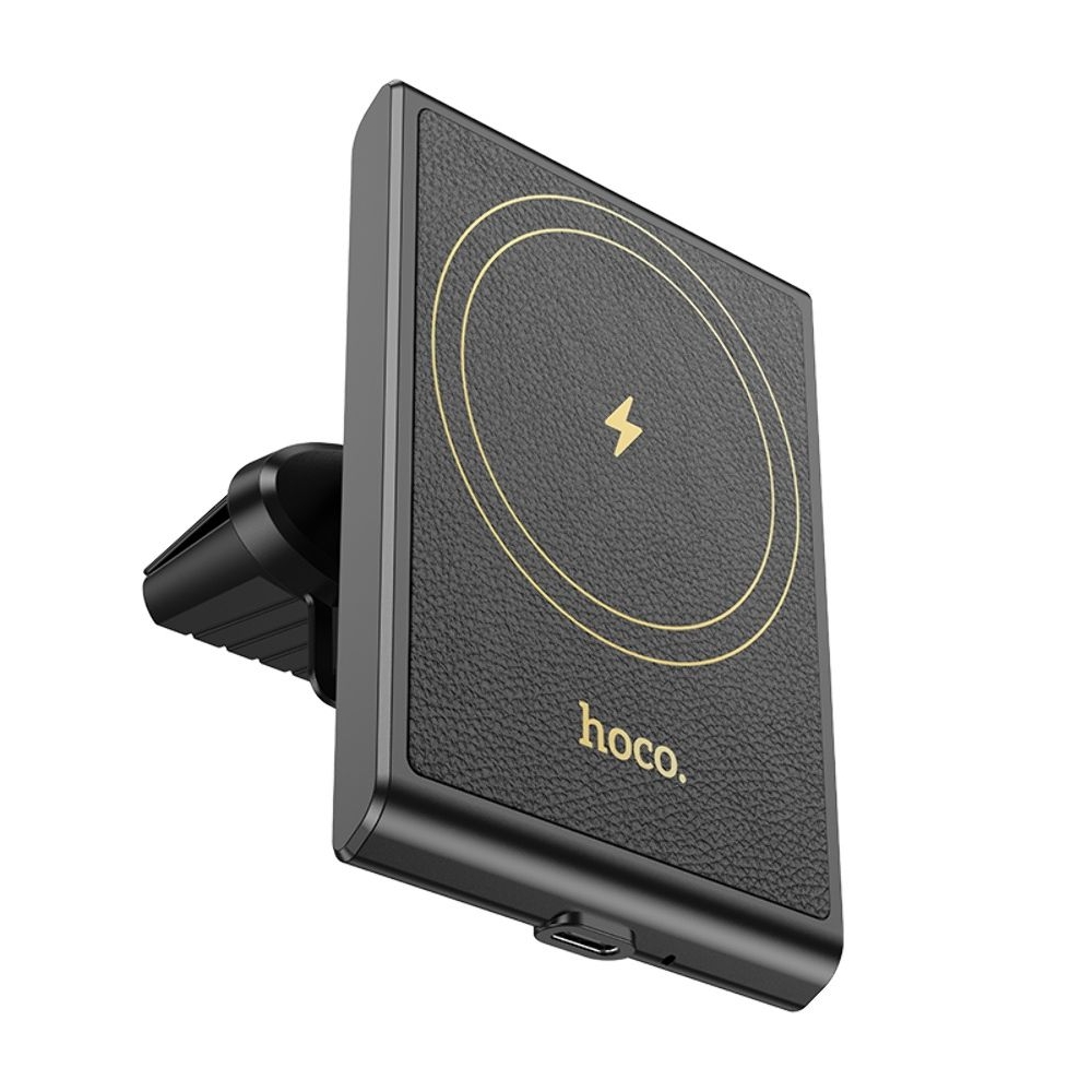 Автодержатель Hoco HW19, магнитный, с функцией беспроводной зарядки, чорний