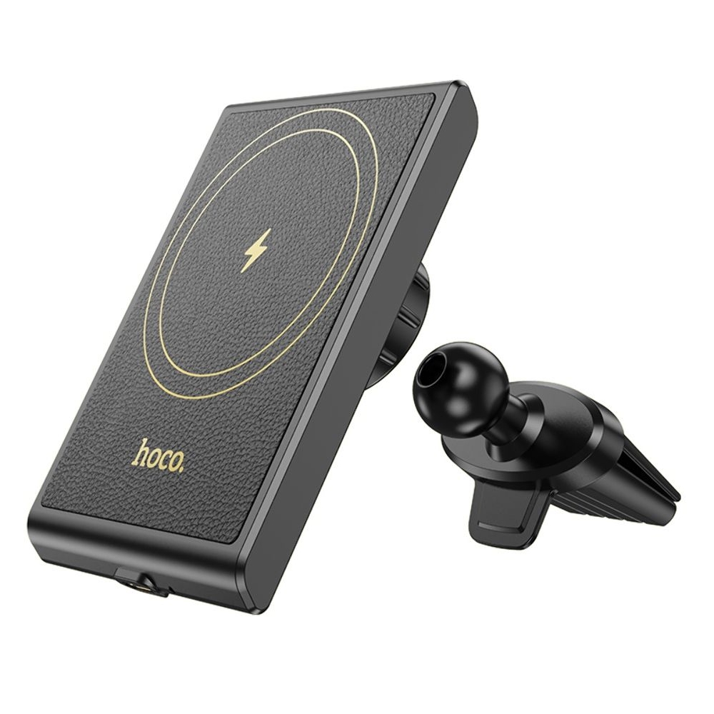 Автодержатель Hoco HW19, магнитный, с функцией беспроводной зарядки, чорний