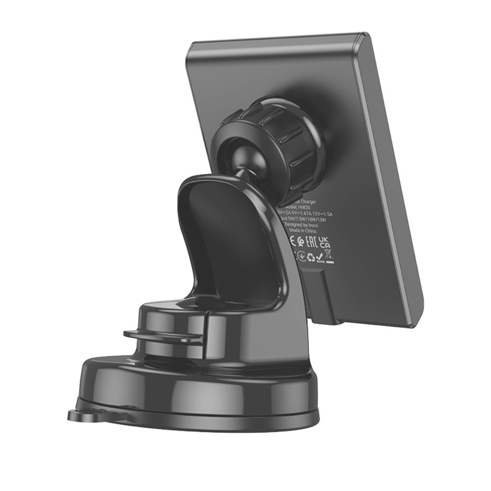 Автодержатель Hoco HW20, магнитный, с функцией беспроводной зарядки, чорний