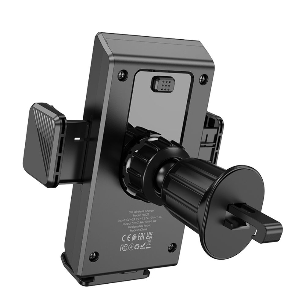 Автодержатель Hoco HW21, магнитный, с функцией беспроводной зарядки, чорний