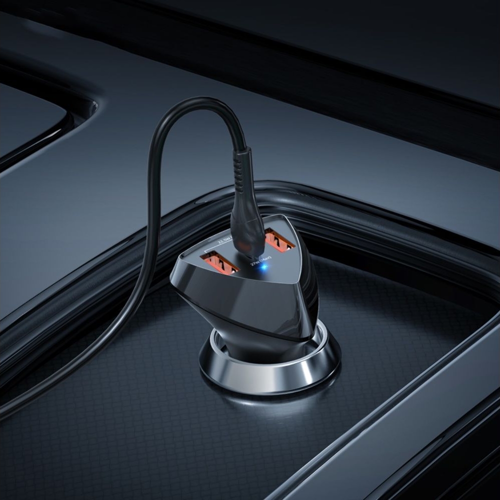 Автомобильний зарядний пристрій Hoco DZ10 2 USB/ Type-C PD 27W QC, чорний | зарядка, зарядное устройство