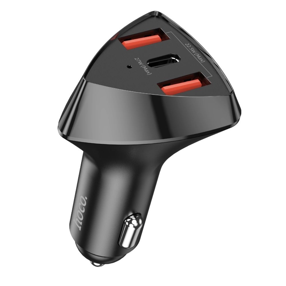 Автомобильний зарядний пристрій Hoco DZ10 2 USB/ Type-C PD 27W QC, чорний | зарядка, зарядное устройство