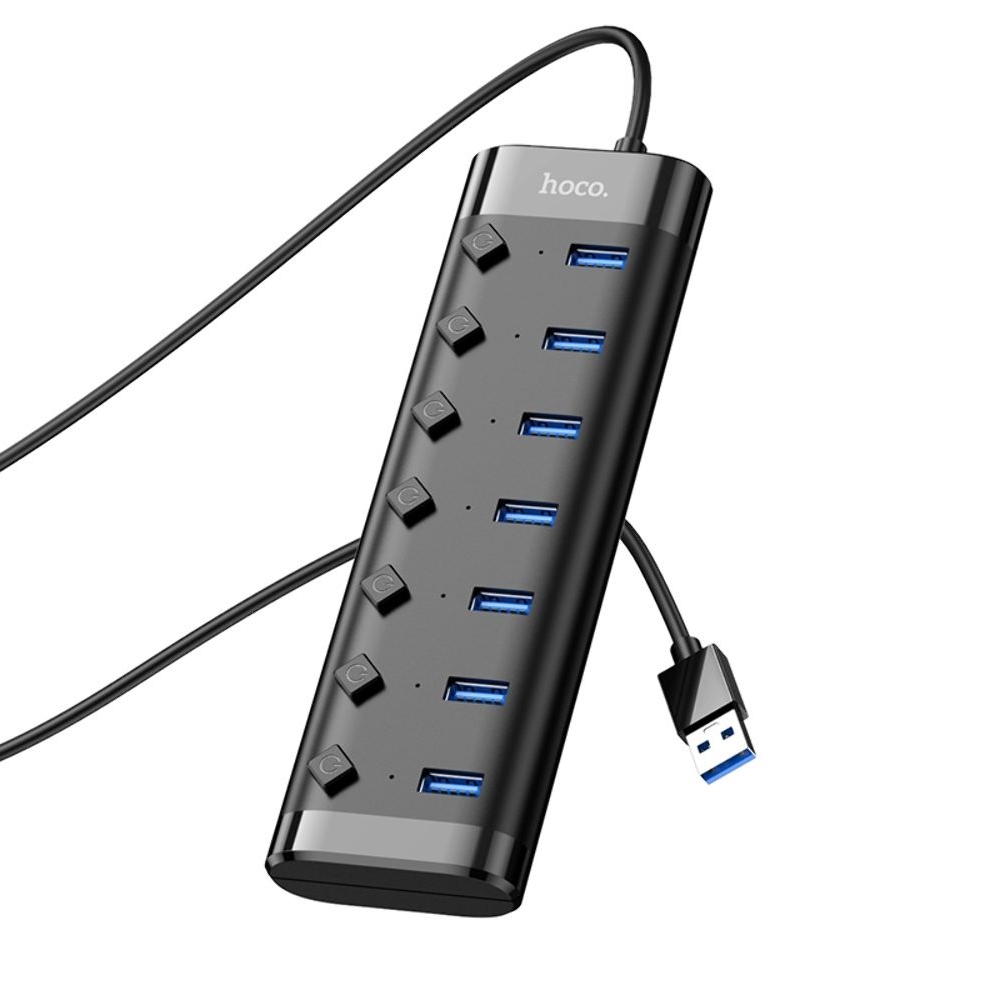 Адаптер переходник Hoco HB40 7в1 USB, чорний