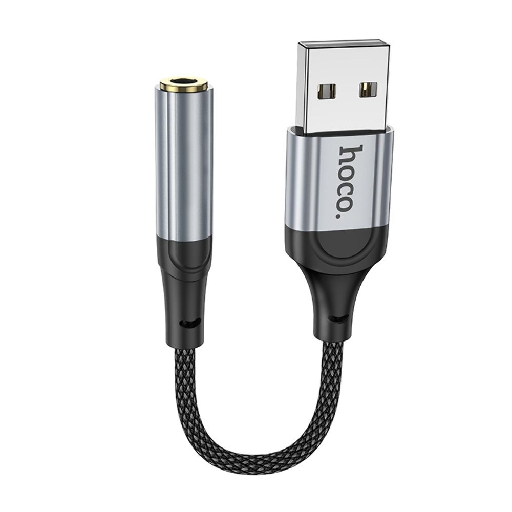 Адаптер переходник Hoco LS36 USB to Jack 3.5 (F), чорний
