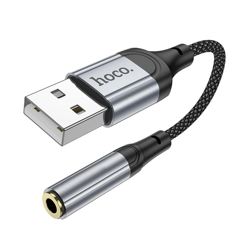 Адаптер переходник Hoco LS36 USB to Jack 3.5 (F), чорний