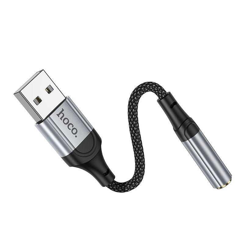 Адаптер переходник Hoco LS36 USB to Jack 3.5 (F), чорний