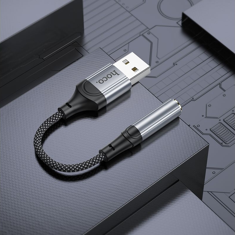 Адаптер переходник Hoco LS36 USB to Jack 3.5 (F), чорний