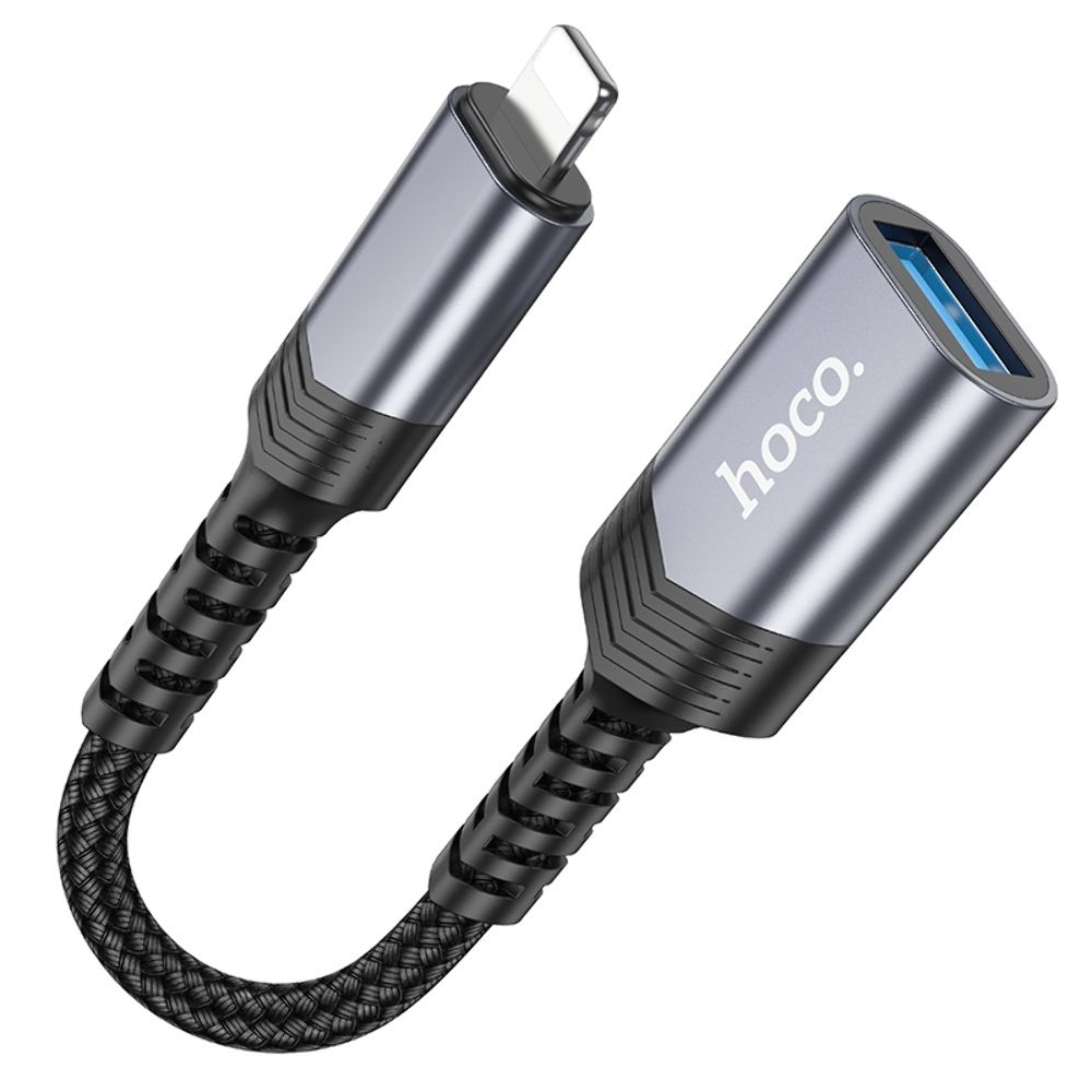 Мультиадаптер хаб Hoco UA24 Lightning to USB 2.0 серый