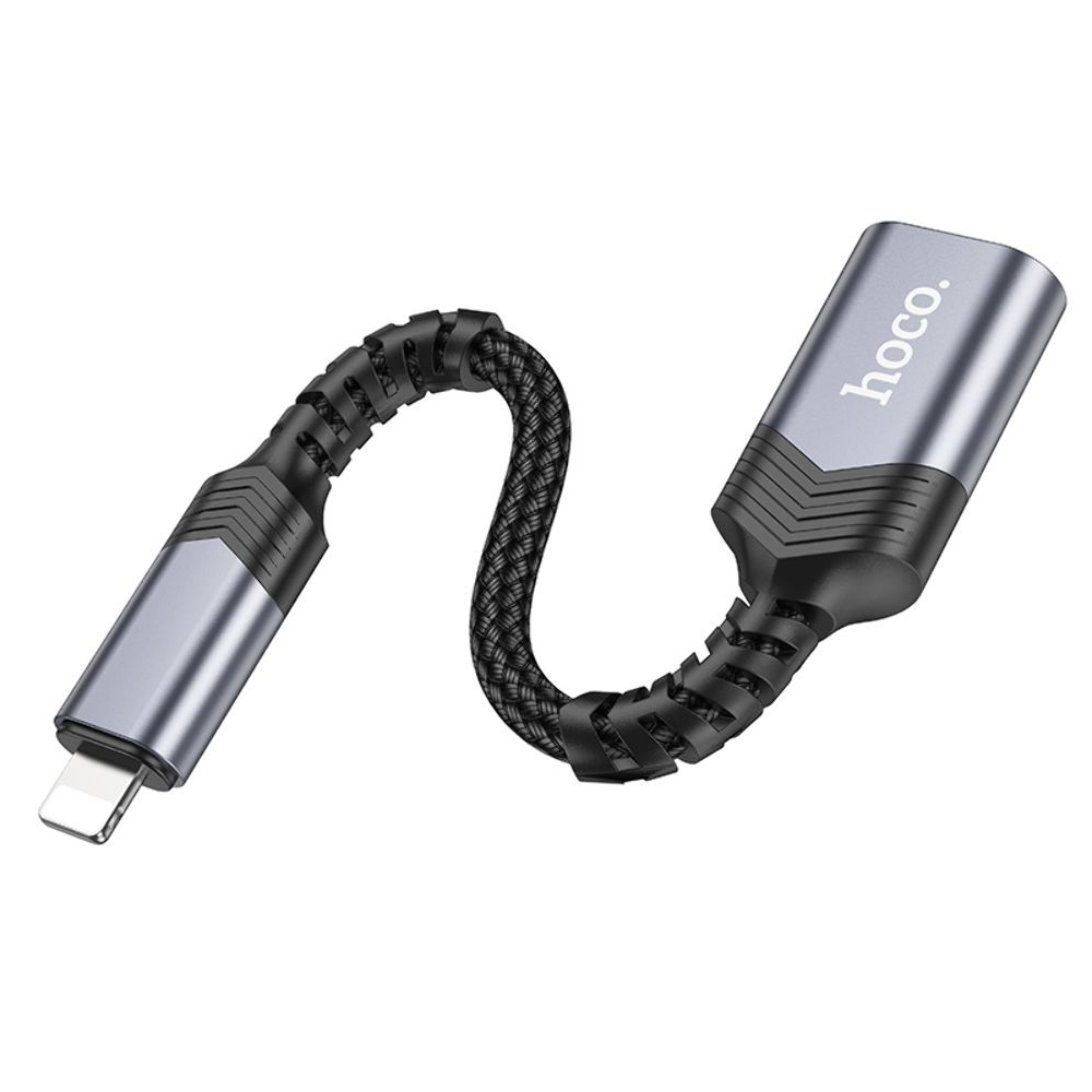 Мультиадаптер хаб Hoco UA24 Lightning to USB 2.0 серый