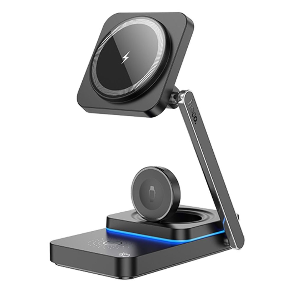 Бездротовий зарядний пристрій Hoco CQ10 3в1, чорний | беспроводное зарядное устройство