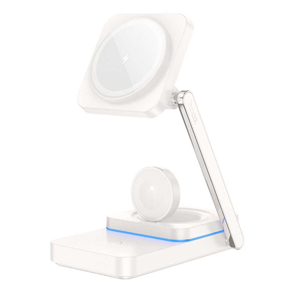 Бездротовий зарядний пристрій Hoco CQ10 3в1 milky, білий | беспроводное зарядное устройство