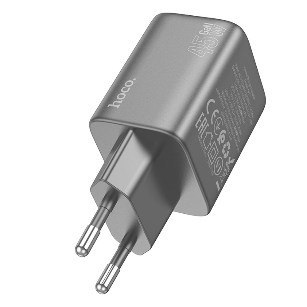 Сетевое зарядное устройство Hoco N42 2 Type-C Power Delivery (45 Вт), чорний