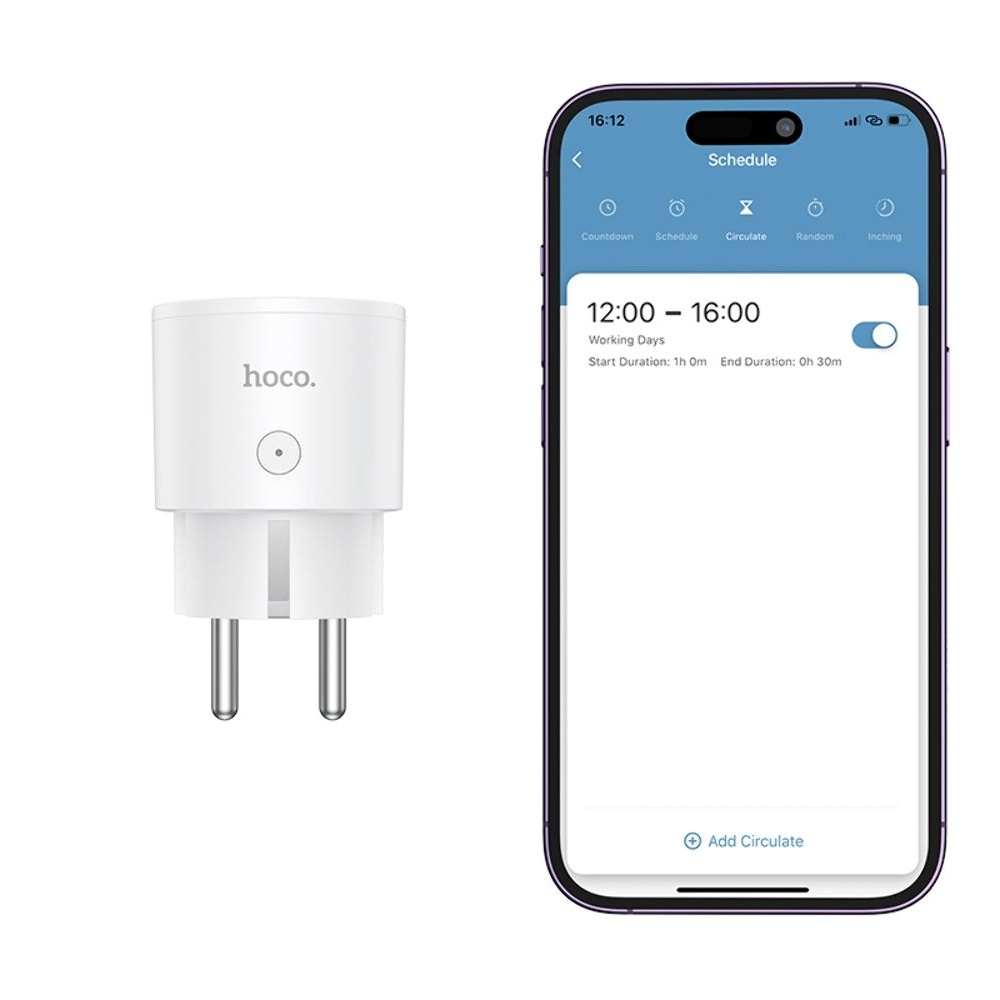 Умная розетка Hoco AC16 Wi-Fi, білий