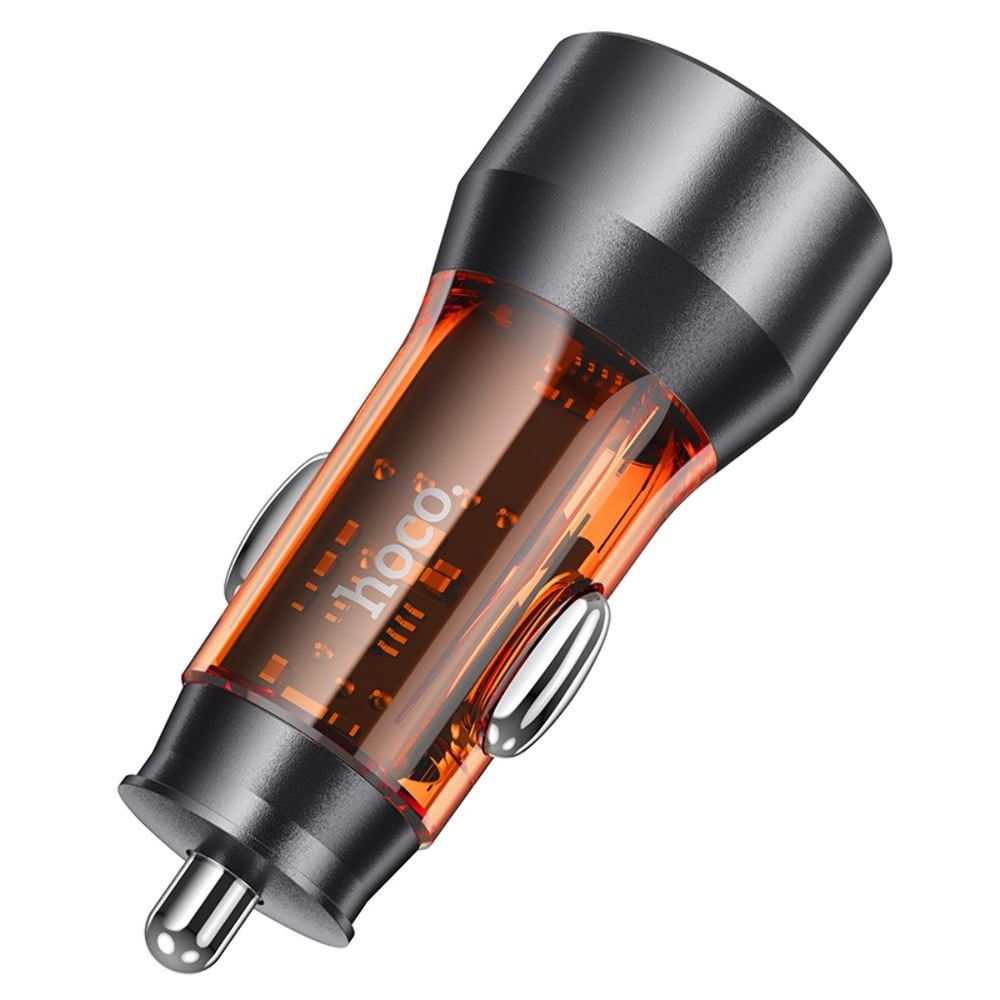 Автомобильний зарядний пристрій Hoco NZ12 2 USB, Quick Charge, 36W transparent orange | зарядка, зарядное устройство