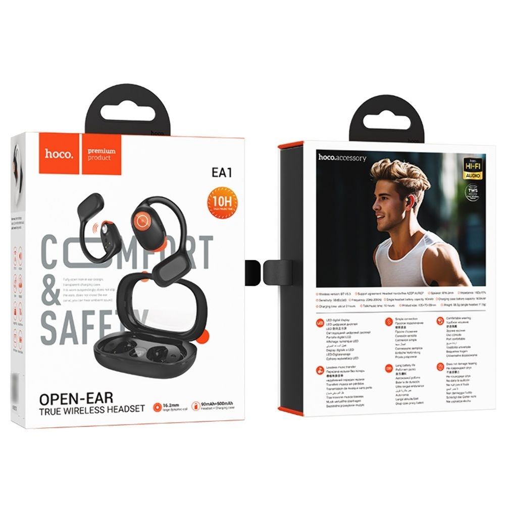 Наушники беспроводные открытые Hoco EA1 TWS, черные