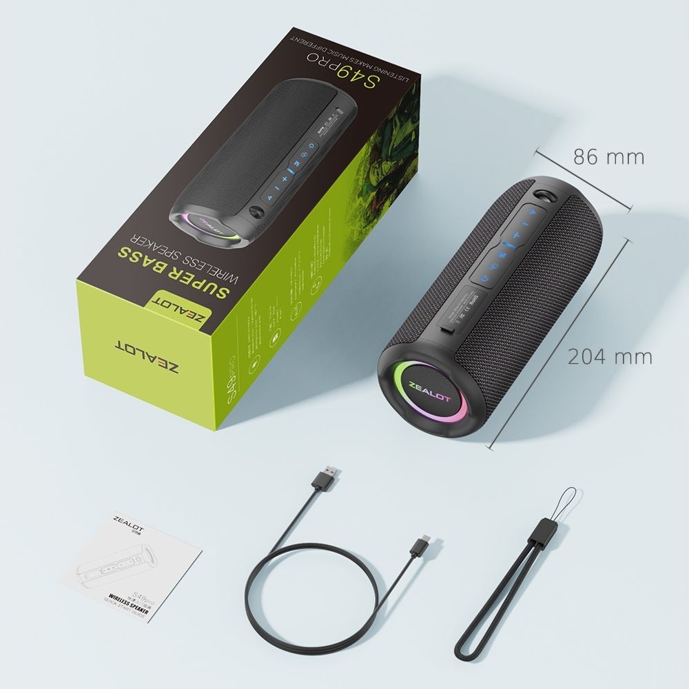 Бездротова колонка ZEALOT S49 Pro, черная | беспроводная колонка