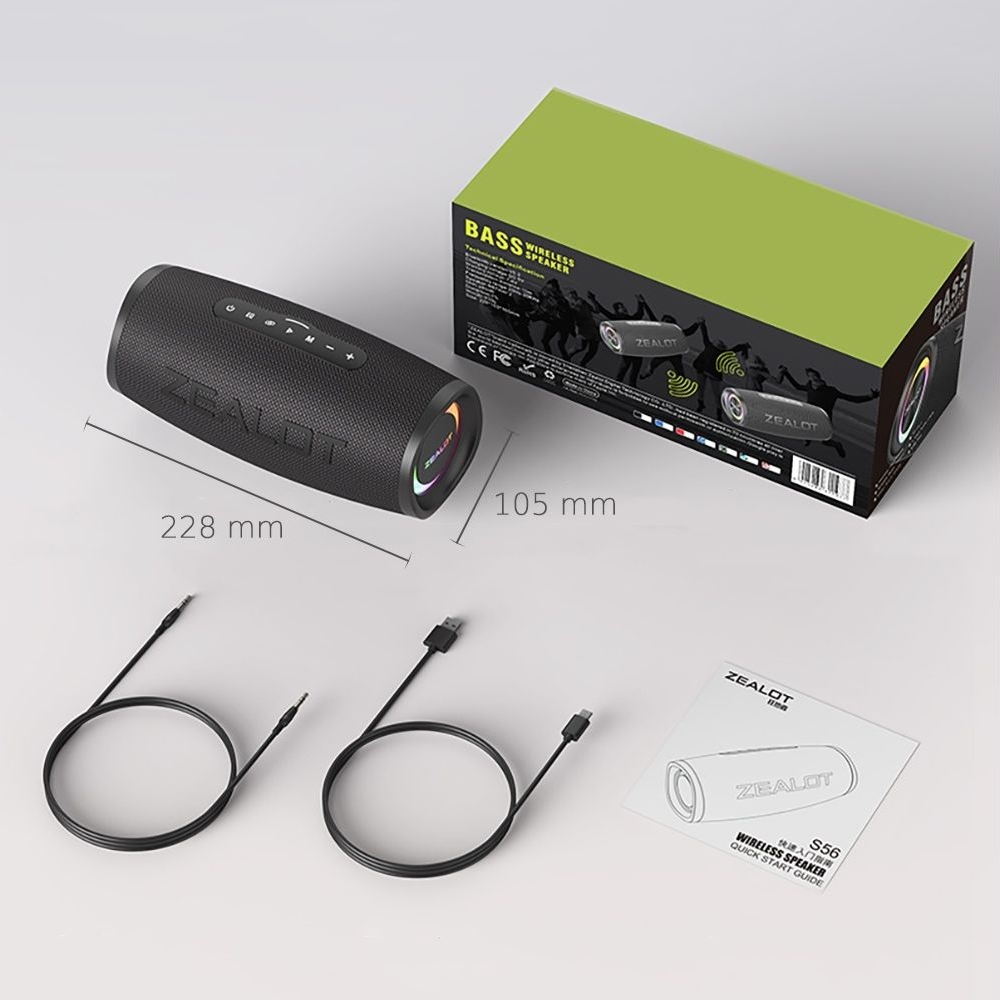 Бездротова колонка ZEALOT S56, черная | беспроводная колонка