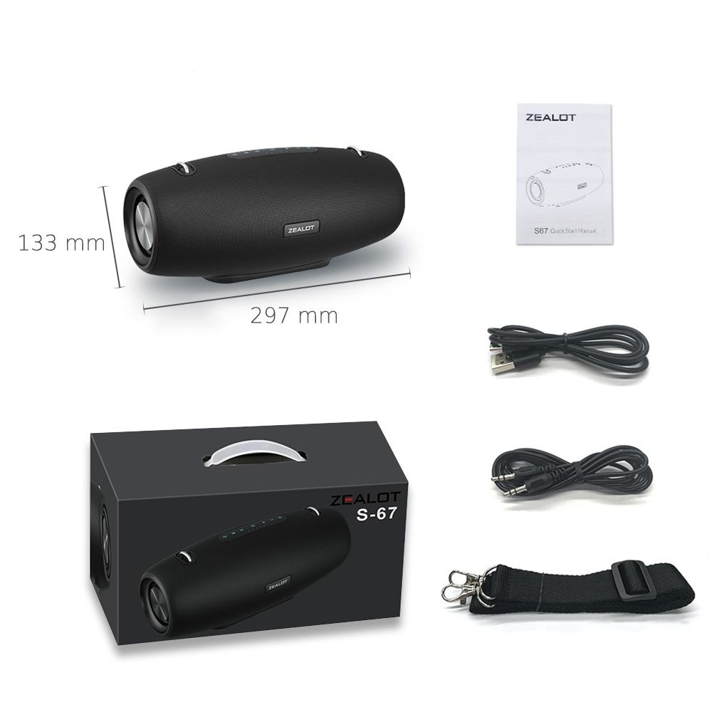 Бездротова колонка ZEALOT S67, черная | беспроводная колонка