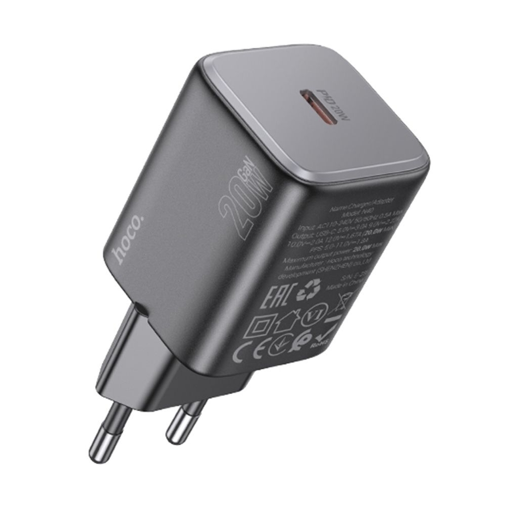 Сетевое зарядное устройство Hoco N40 Type-C Power Delivery (20 Вт), чорний