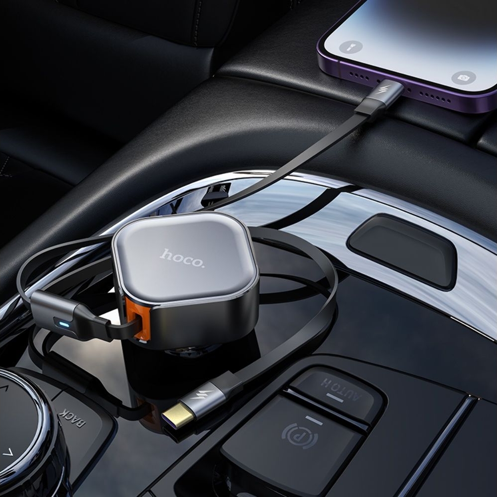 Автомобильний зарядний пристрій Hoco NZ13, Power Delivery (30 Вт), чорний + кабеля Type-C/ Lightning | зарядка, зарядное устройство