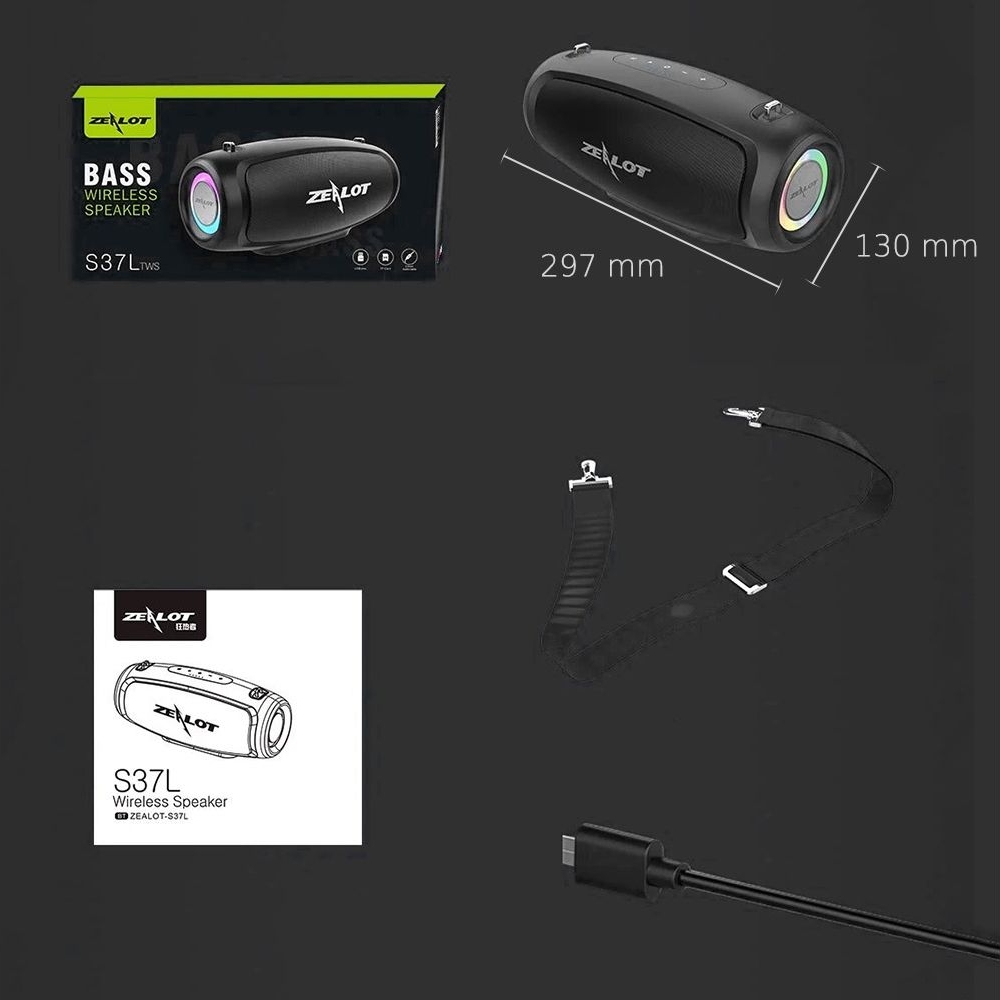 Бездротова колонка ZEALOT S37L, черная | беспроводная колонка
